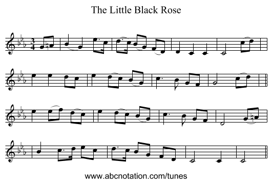 The Little Black Rose - staff notation