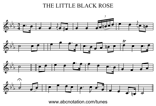 THE LITTLE BLACK ROSE - staff notation