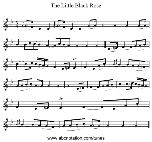 The Little Black Rose - staff notation