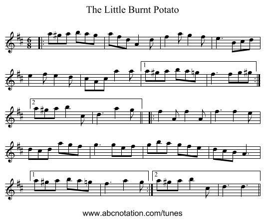 The Little Burnt Potato - staff notation