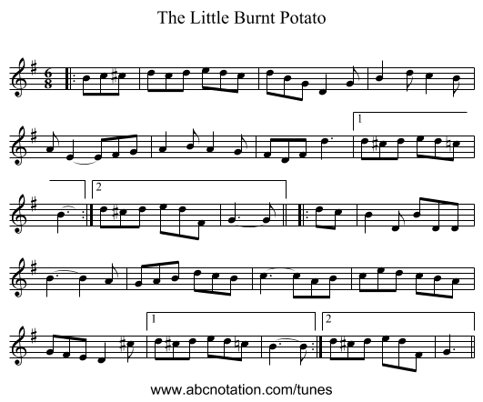 The Little Burnt Potato - staff notation