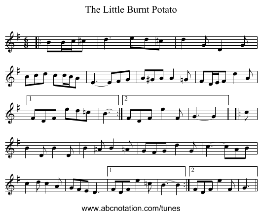 The Little Burnt Potato - staff notation