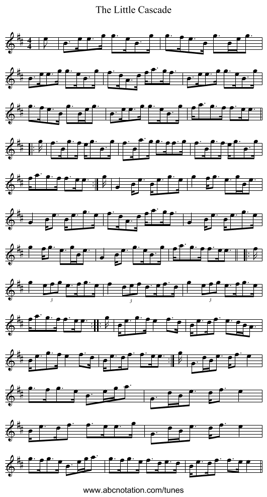 The Little Cascade - staff notation