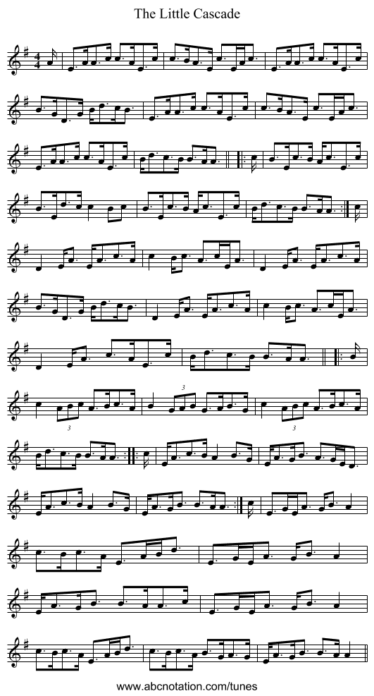 The Little Cascade - staff notation