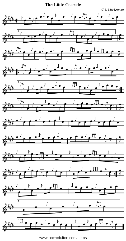 The Little Cascade - staff notation