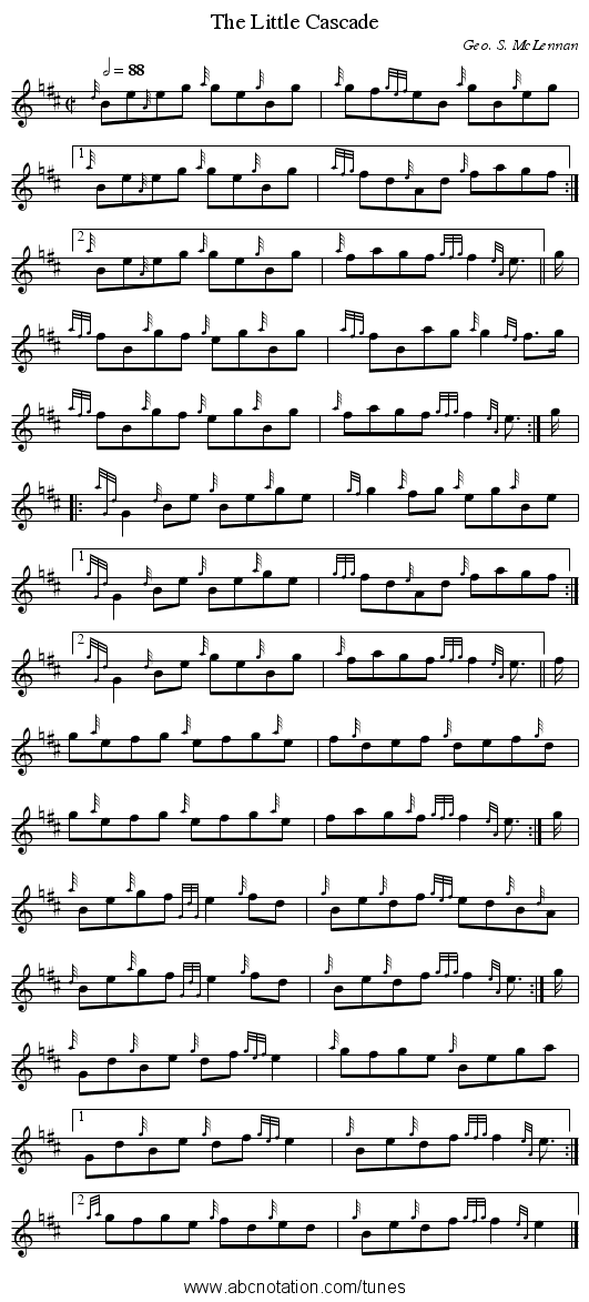 The Little Cascade - staff notation