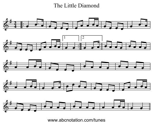 The Little Diamond - staff notation