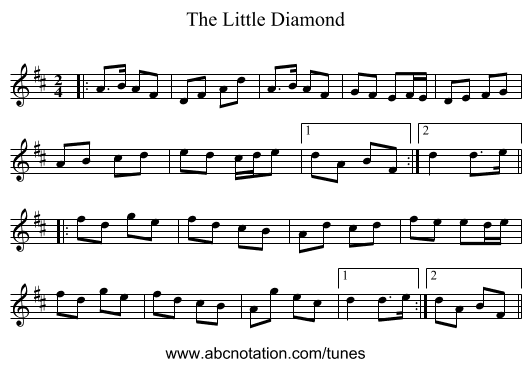 The Little Diamond - staff notation