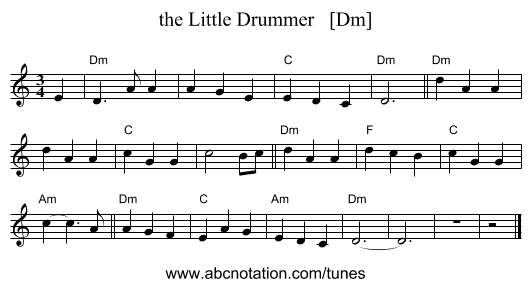 the Little Drummer   [Dm] - staff notation