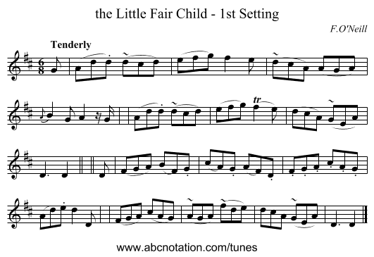the Little Fair Child - 1st Setting - staff notation