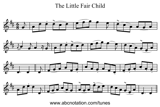 The Little Fair Child - staff notation