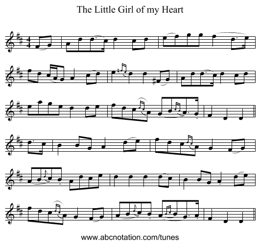 The Little Girl of my Heart - staff notation