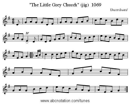 The Little Grey Church (jig)  1069 - staff notation