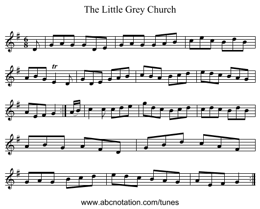 The Little Grey Church - staff notation