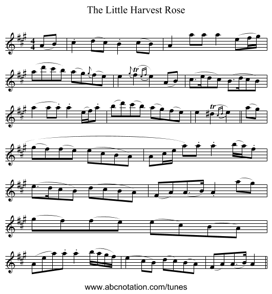 The Little Harvest Rose - staff notation