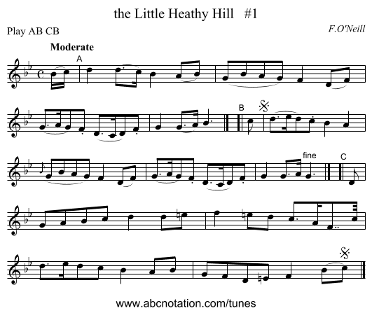 the Little Heathy Hill   #1 - staff notation
