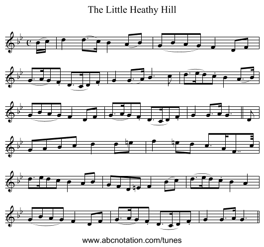 The Little Heathy Hill - staff notation