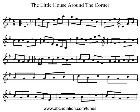 The Little House Around The Corner - staff notation