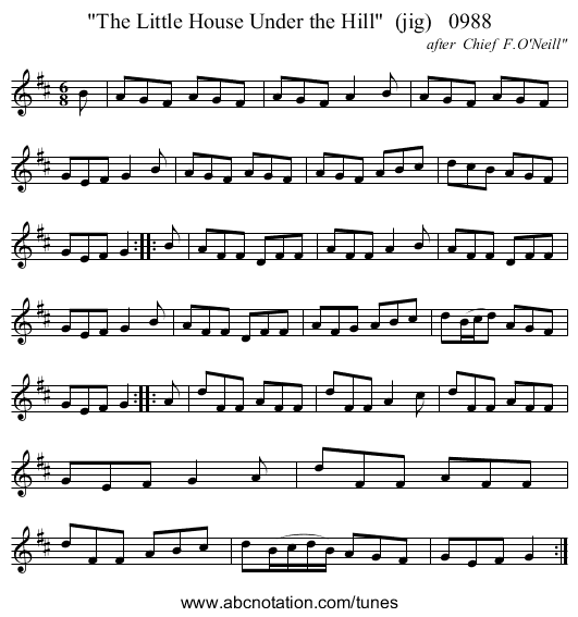 The Little House Under the Hill (jig) 0988 - staff notation