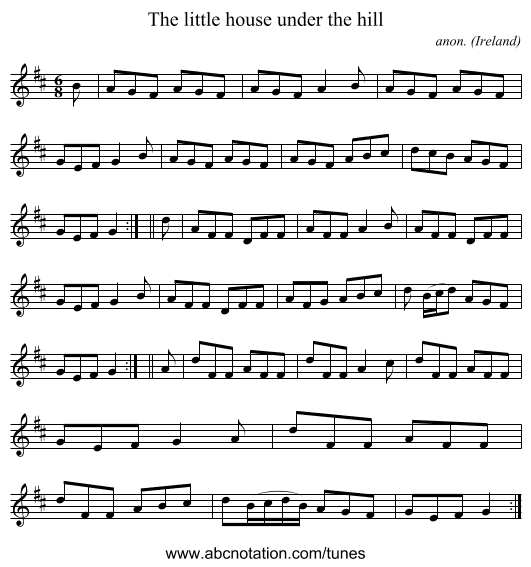 The little house under the hill - staff notation
