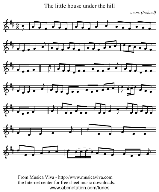 The little house under the hill - staff notation
