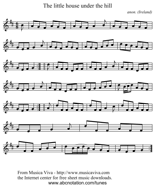 The little house under the hill - staff notation