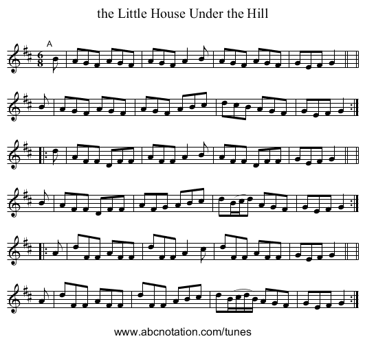 the Little House Under the Hill - staff notation