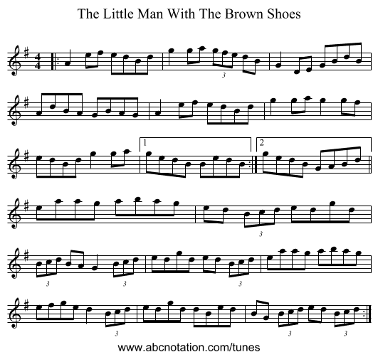 The Little Man With The Brown Shoes - staff notation
