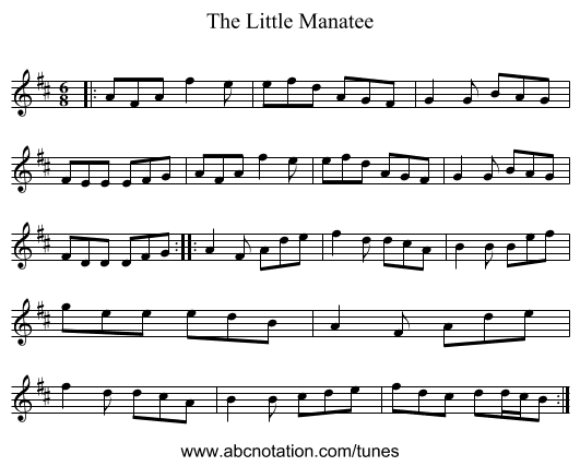 The Little Manatee - staff notation