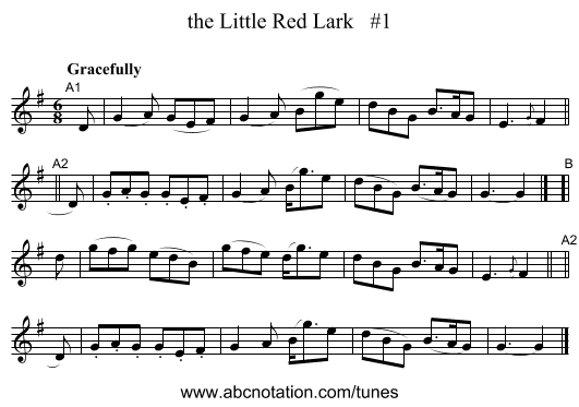 the Little Red Lark #1 - staff notation