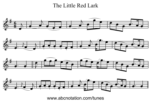 The Little Red Lark - staff notation
