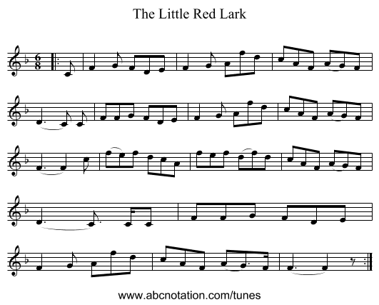 The Little Red Lark - staff notation