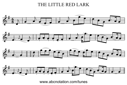 THE LITTLE RED LARK - staff notation