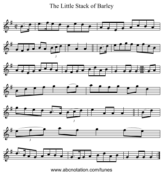 The Little Stack of Barley - staff notation