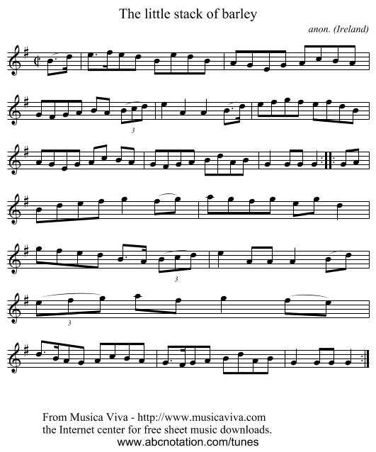 The little stack of barley - staff notation