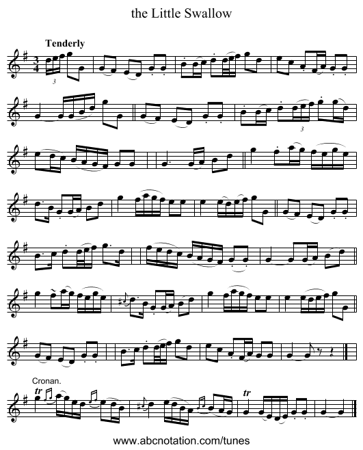 the Little Swallow - staff notation