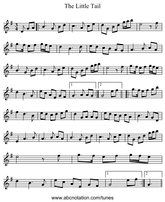 The Little Tail - staff notation