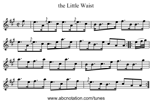 the Little Waist - staff notation