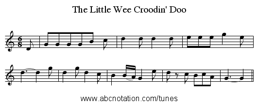 The Little Wee Croodin' Doo - staff notation