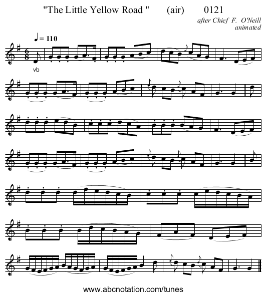 The Little Yellow Road        (air)        0121 - staff notation
