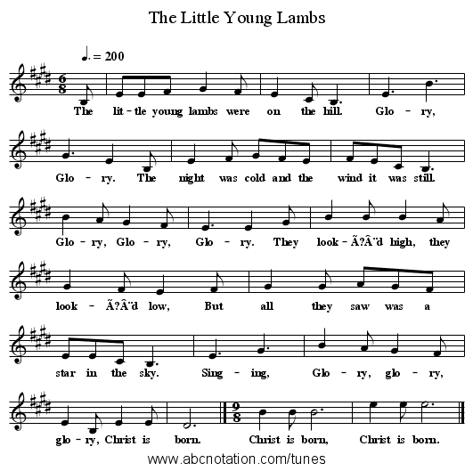 The Little Young Lambs - staff notation