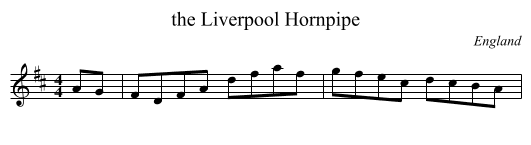 the Liverpool Hornpipe - staff notation