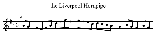 the Liverpool Hornpipe - staff notation