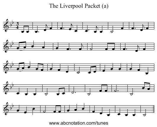 The Liverpool Packet (a) - staff notation