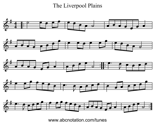 The Liverpool Plains - staff notation