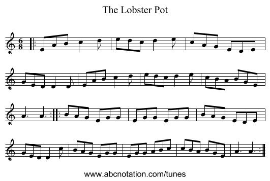 The Lobster Pot - staff notation