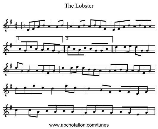 The Lobster - staff notation