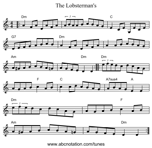 The Lobsterman's - staff notation