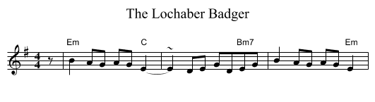 The Lochaber Badger - staff notation