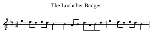 The Lochaber Badger - staff notation